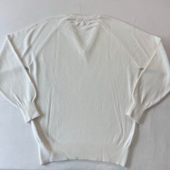 Quantum Sportswear Vintage white acrylic men’s sweater size large V-Neck - Picture 2 of 6
